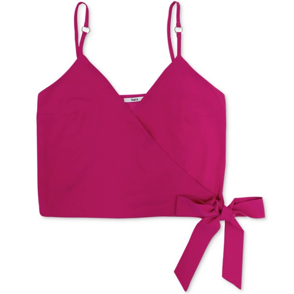 Bar III | Magenta Wrap cropped camisole top